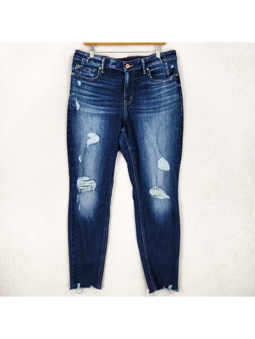 Edgely Jeans Womens 16 Blue High Rise Super Skinny Distressed Stretch Denim